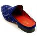Fiesso Blue Genuine Suede Rhinestone Ornamented Slip On Shoes FI7420.